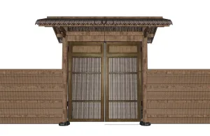 中式木构院子门庭院门SU模型 SU模型下载