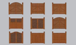多款木质庭院门SU模型 SU模型下载