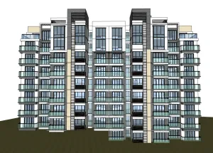 现代多层居民楼SU模型 SU模型下载