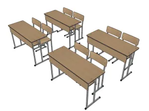 教室学生桌椅课桌椅SU模型 SU模型下载