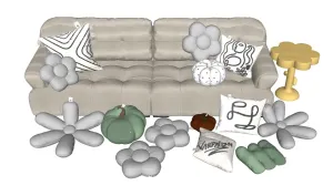 现代轻奢风格家具沙发SU模型 SU模型下载