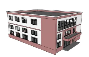 三层校园食堂建筑SU模型 SU模型下载