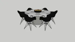 现代轻奢圆桌餐椅SU模型 SU模型下载