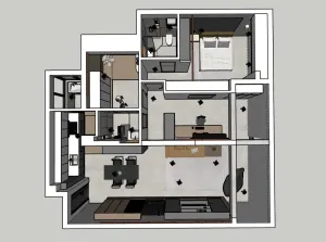 家装鸟瞰图家具全套SU模型 SU模型下载