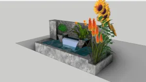 现代庭院水体景观SU模型 SU模型下载