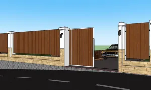 原木围墙庭院大门SU模型 SU模型下载