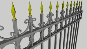 欧式尖顶铁艺栏杆SU模型 SU模型下载