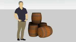 复古实木酒桶组合SU模型