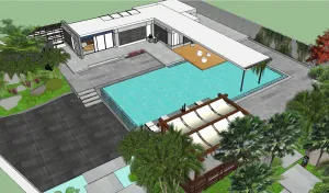 现代小院景观SU模型 SU模型下载