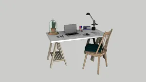 北欧风简约工作桌SU模型 SU模型下载