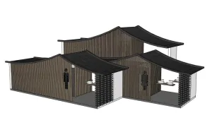 新中式叠顶公厕卫生间SU模型 SU模型下载