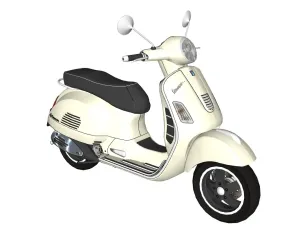 复古Vespa踏板摩托电动车SU模型 SU模型下载