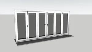 白色六扇折叠窗SU模型 SU模型下载