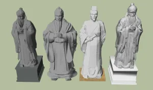 古人孔子儒家先贤雕塑SU模型 SU模型下载