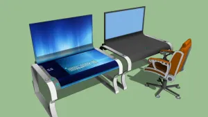 科幻风智能电脑桌椅SU模型 SU模型下载