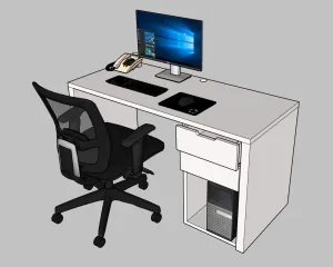 简约办公电脑桌椅SU模型 SU模型下载