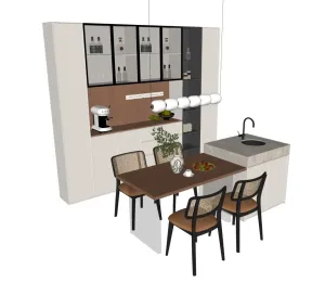 意式中古风餐厅空间SU模型 SU模型下载