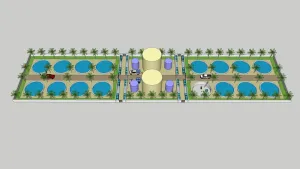 规模化渔场鱼塘水塔SU模型 SU模型下载