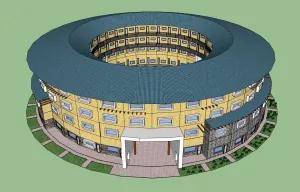 环形客家土楼建筑SU模型 SU模型下载