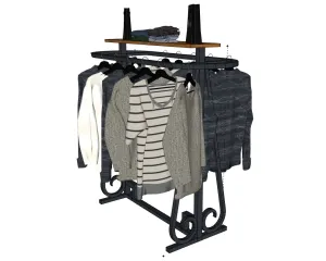 椭圆中岛陈列架衣服展示架SU模型 SU模型下载