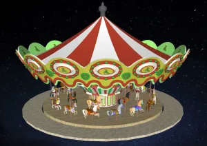 游乐园旋转木马SU模型 - SU模型免费下载_sketchup模型