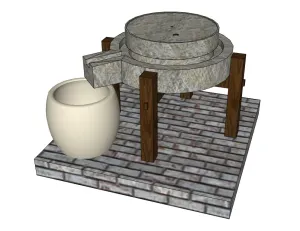 中式复古石磨SU模型 - SU模型免费下载_sketchup模型