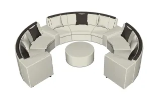 圆形沙发家具SU模型 SU模型下载