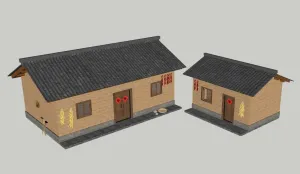 农村房土坯房建筑SU模型 SU模型下载