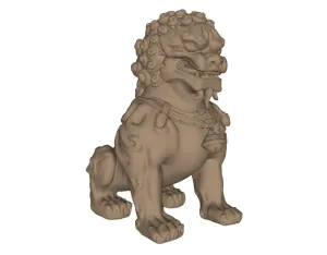 中式石狮子铜狮雕塑SU模型 - SU模型免费下载_sketchup模型