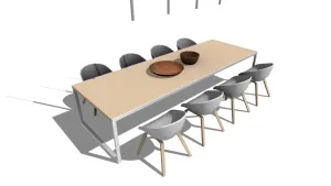 极简长桌餐椅组合SU模型 SU模型免费下载 - 草图大师极简长桌餐椅组合SU模型模型