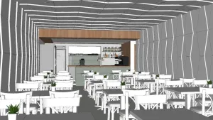 现代简约餐饮店铺SU模型 SU模型下载