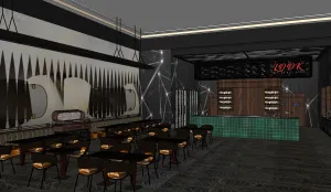 复古工业风餐吧SU模型 SU模型下载