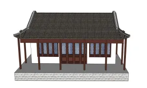 中式白鹿洞书院书房SU模型 - SU模型免费下载_sketchup模型