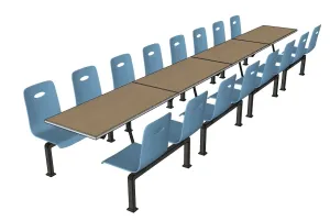 食堂桌椅连体桌椅长桌SU模型 SU模型下载