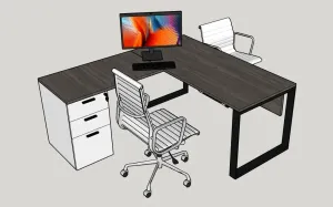 SU 办公桌L型SU模型 SU模型免费下载