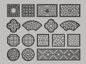 中式花格窗花全套SU模型 SU模型下载