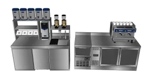 奶茶店不锈钢后厨操作台SU模型 SU模型下载