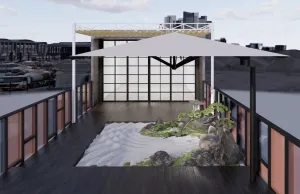 日式枯山水禅意露台模型 SU模型下载