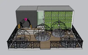 网红球形卡座露台SU模型 SU模型下载
