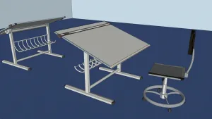 工程绘图桌组合SU模型 SU模型下载