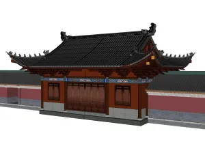 中式古建筑宫廷飞檐屋顶SU模型 SU模型下载