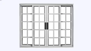 四扇格纹推拉玻璃门SU模型