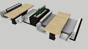 双面卡座餐桌椅组合SU模型 SU模型下载