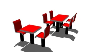 现代快餐店桌椅SU模型 SU模型下载