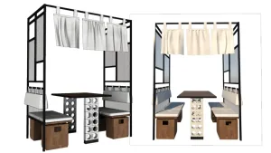 日式街头风餐饮卡座SU模型 SU模型下载