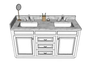 美式浴室柜洗簌台SU模型