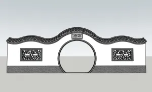 苏式月洞门景墙SU模型 SU模型下载