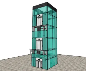 三层全玻璃观光电梯SU模型 SU模型下载
