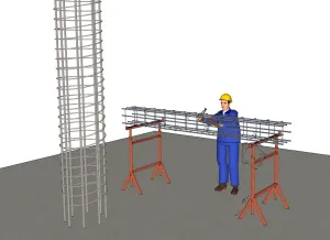 工人笼和钢筋绑扎施工场景SU模型 - SU模型免费下载_sketchup模型