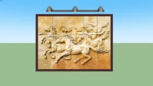 八骏图砂岩浮雕壁画SU模型 SU模型下载